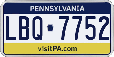 PA license plate LBQ7752