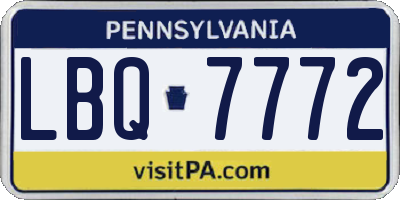 PA license plate LBQ7772