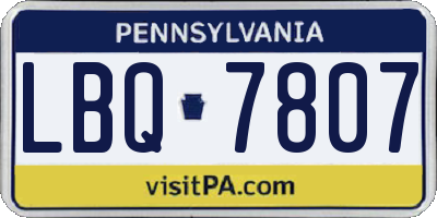 PA license plate LBQ7807