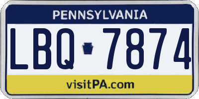 PA license plate LBQ7874