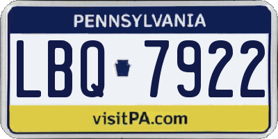 PA license plate LBQ7922