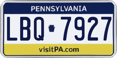 PA license plate LBQ7927
