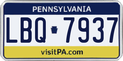 PA license plate LBQ7937