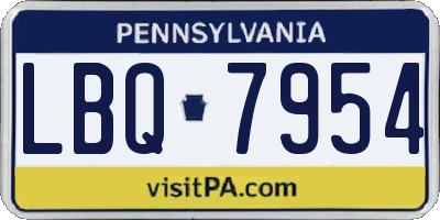 PA license plate LBQ7954