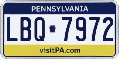 PA license plate LBQ7972