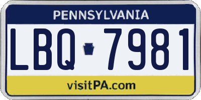PA license plate LBQ7981