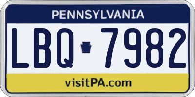 PA license plate LBQ7982