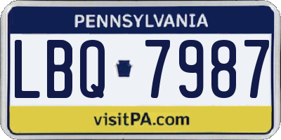 PA license plate LBQ7987