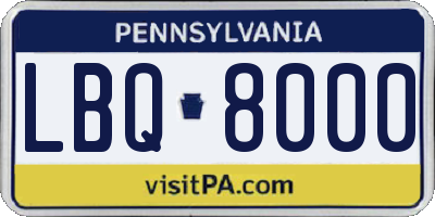 PA license plate LBQ8000