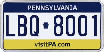PA license plate LBQ8001