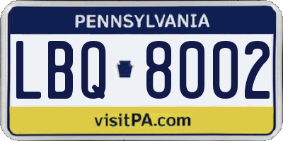 PA license plate LBQ8002