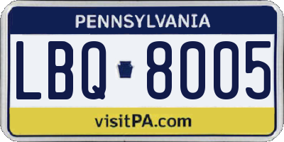 PA license plate LBQ8005