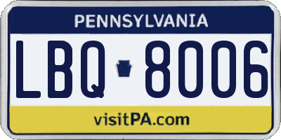 PA license plate LBQ8006
