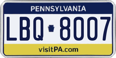 PA license plate LBQ8007