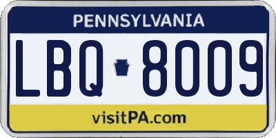 PA license plate LBQ8009