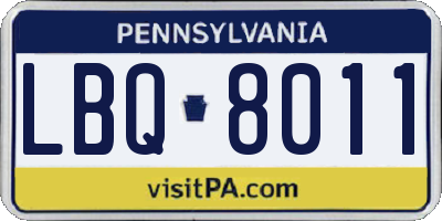 PA license plate LBQ8011