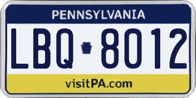 PA license plate LBQ8012