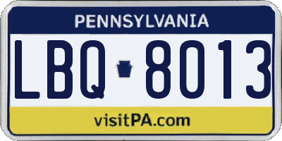 PA license plate LBQ8013