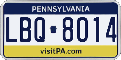 PA license plate LBQ8014