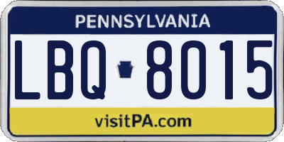 PA license plate LBQ8015