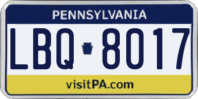 PA license plate LBQ8017