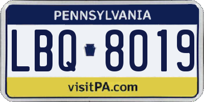 PA license plate LBQ8019