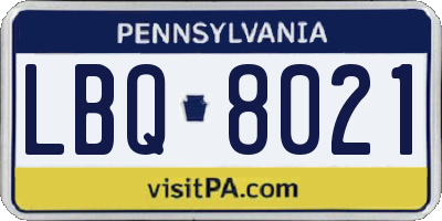 PA license plate LBQ8021