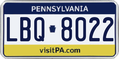 PA license plate LBQ8022