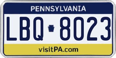 PA license plate LBQ8023