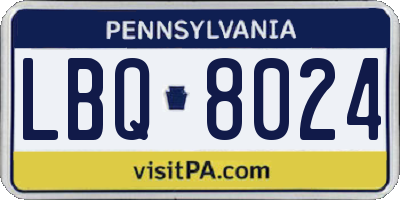 PA license plate LBQ8024