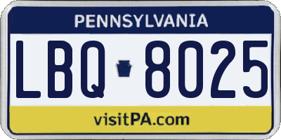PA license plate LBQ8025