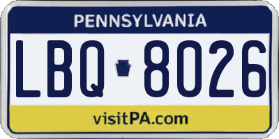 PA license plate LBQ8026
