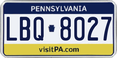 PA license plate LBQ8027