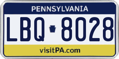 PA license plate LBQ8028