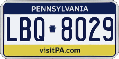 PA license plate LBQ8029