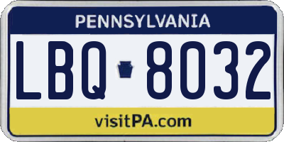 PA license plate LBQ8032