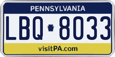PA license plate LBQ8033