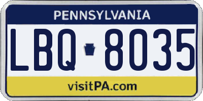 PA license plate LBQ8035