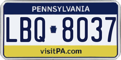 PA license plate LBQ8037