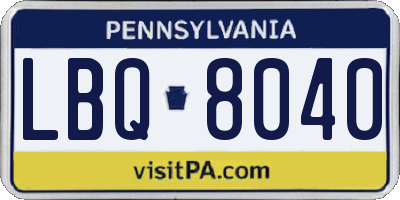 PA license plate LBQ8040