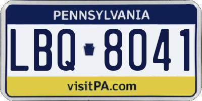 PA license plate LBQ8041