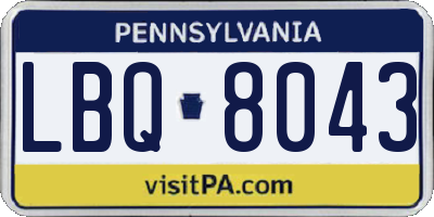 PA license plate LBQ8043