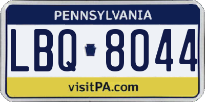 PA license plate LBQ8044
