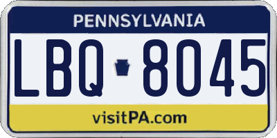 PA license plate LBQ8045