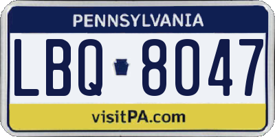 PA license plate LBQ8047