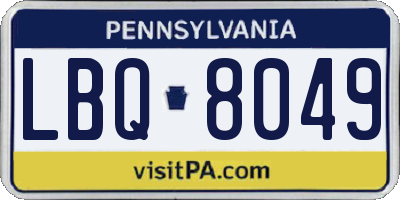 PA license plate LBQ8049