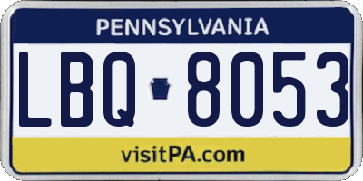PA license plate LBQ8053