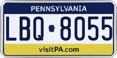 PA license plate LBQ8055