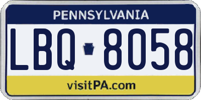 PA license plate LBQ8058