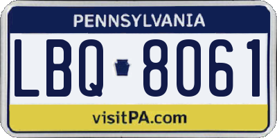 PA license plate LBQ8061